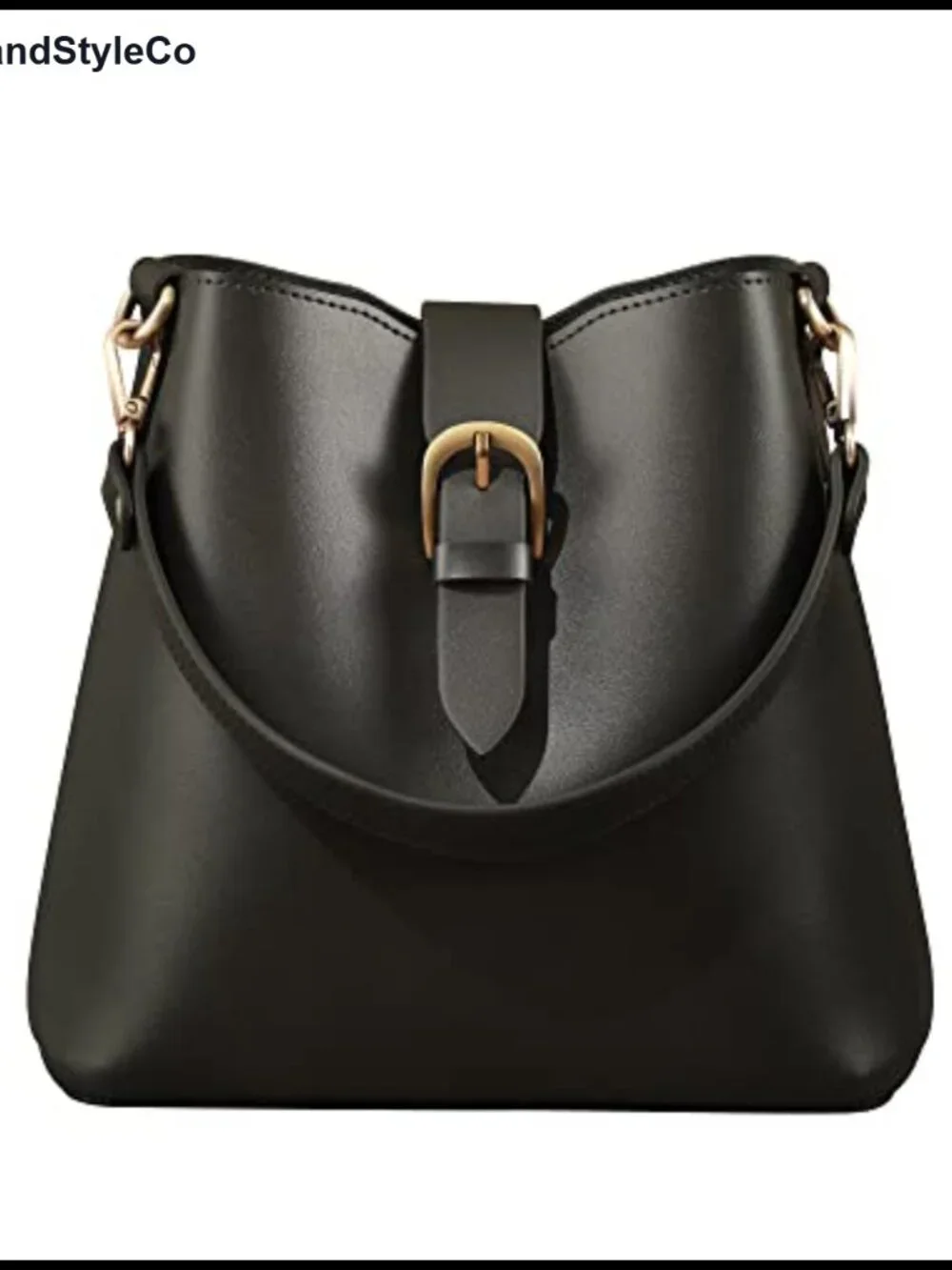 Vegan Leather Bucket Bag Hobo Shoulder Handbag Removable Pouch